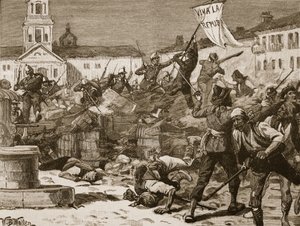 Combats de rue à Malaga, 1869, illustration de 